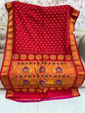 Kalanjali Pure Silk Handloom Paithani - Red