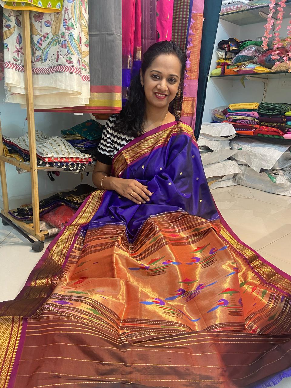 Pure SIlk Yeola Handloom Double Pallu Paithani