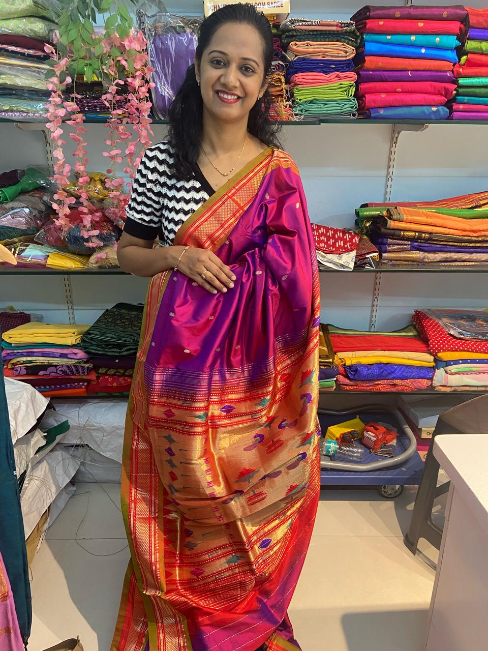 Pure Silk Yeola Fancy Pallu Handloom Paithani